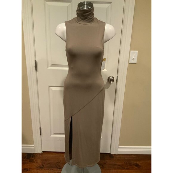Good American Light Brown High Neck Sleeveless Maxi Dress, Size Small (1) - Picture 1 of 7